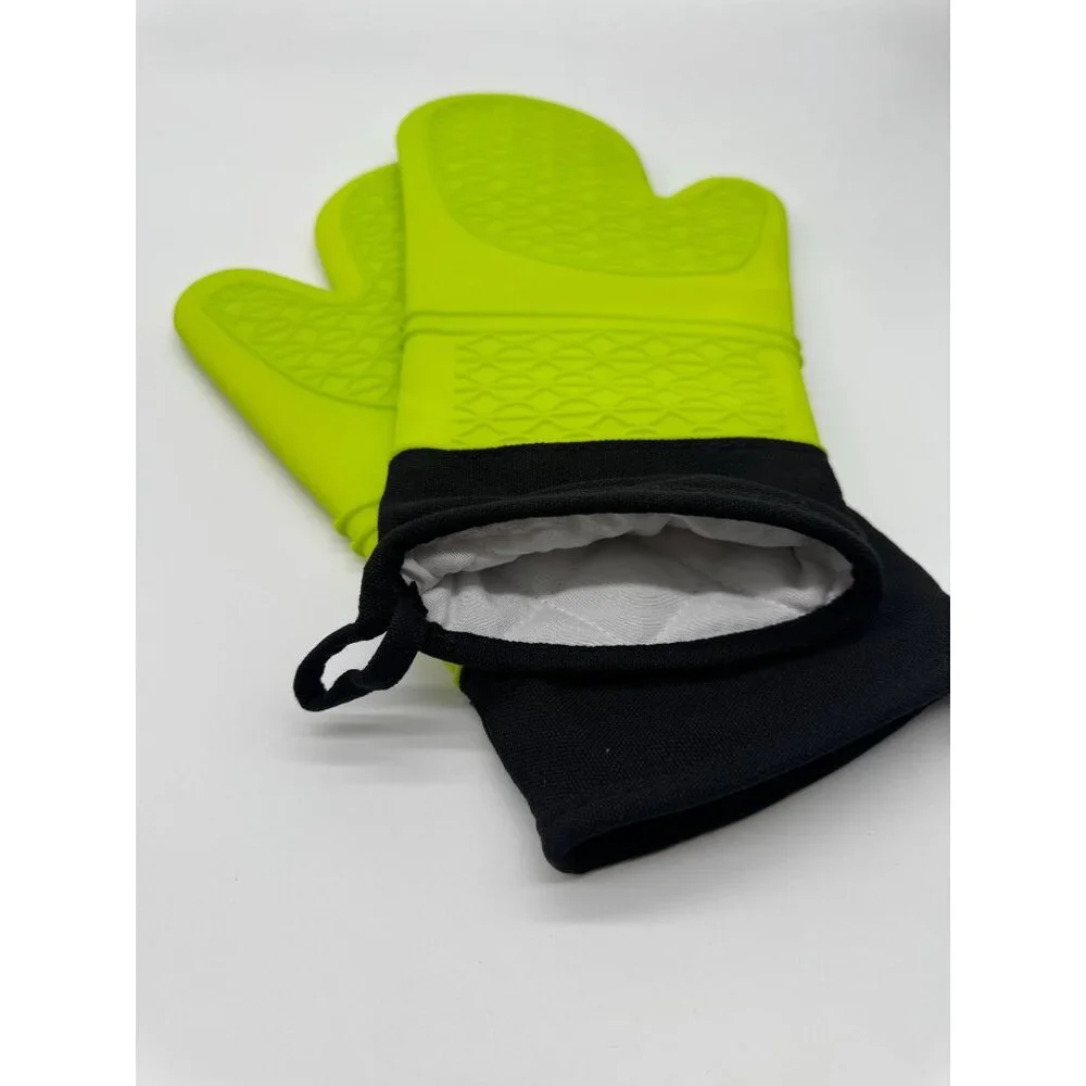 Silicone Oven Mitts Heat Resistant Silicone Oven Gloves with Soft Inner Lining